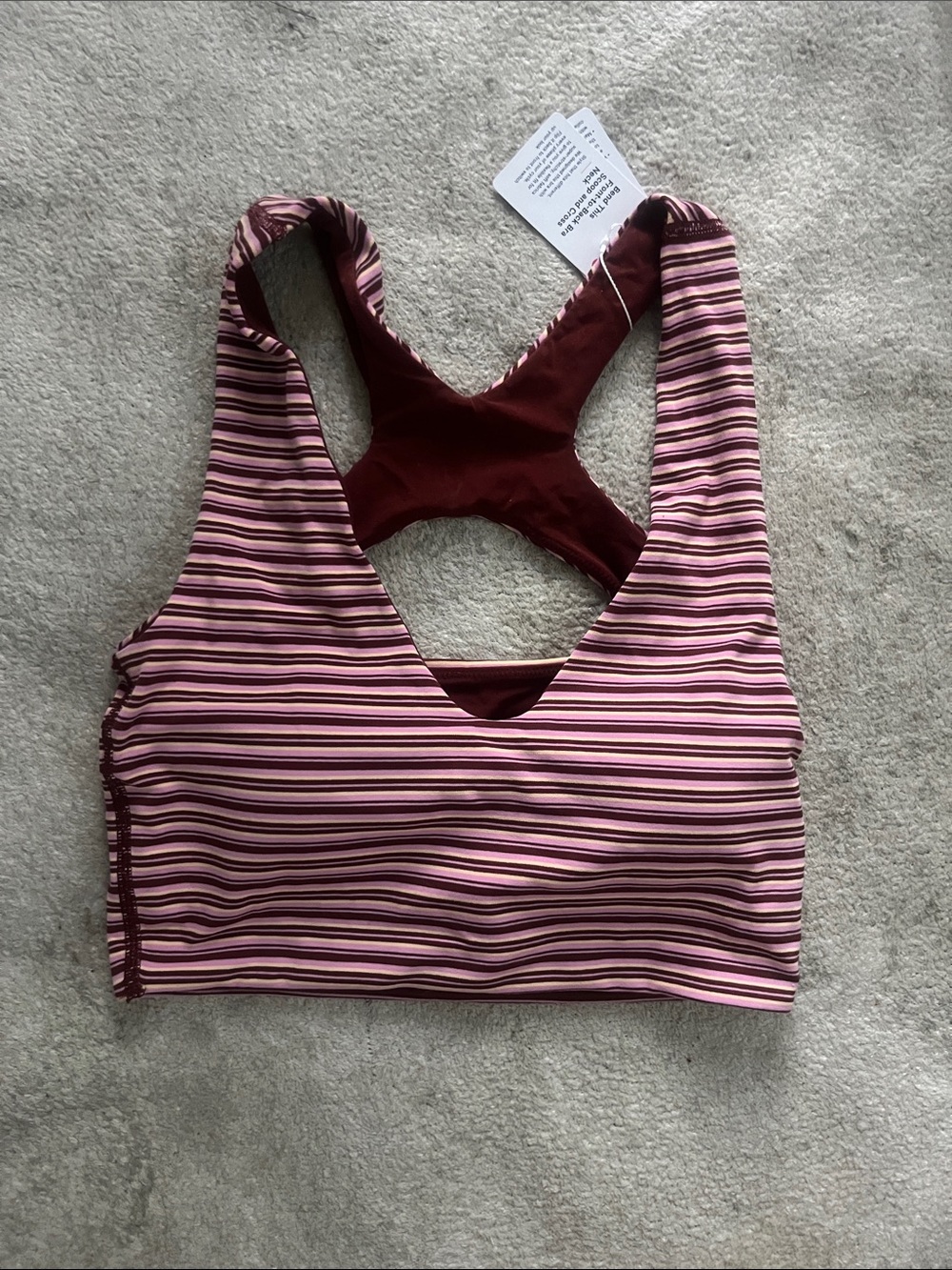 lululemon athletica Pink & Burgundy Striped Racerback Sports Bra
